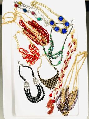 🌺Assorted Statement Necklaces with Colorful Gem Accents -well made🌺